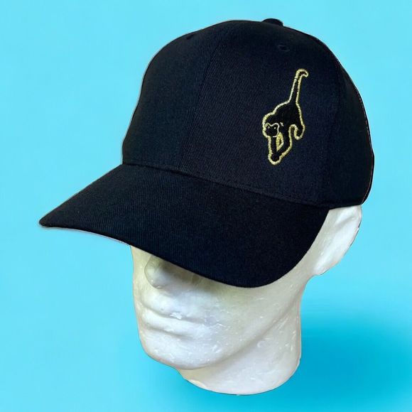 12 Monkeys Vapor Hat Flexfit Black Strapback Adjustable Cap Gold Logo Vape Brand - Picture 1 of 12